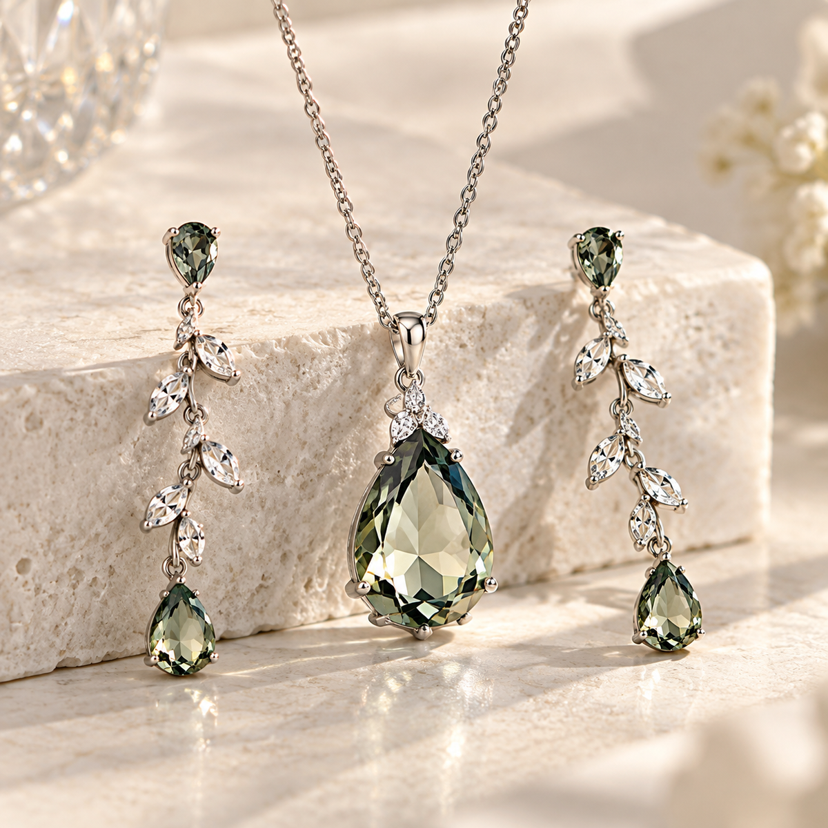 Zelumora Crystal Teardrop Set