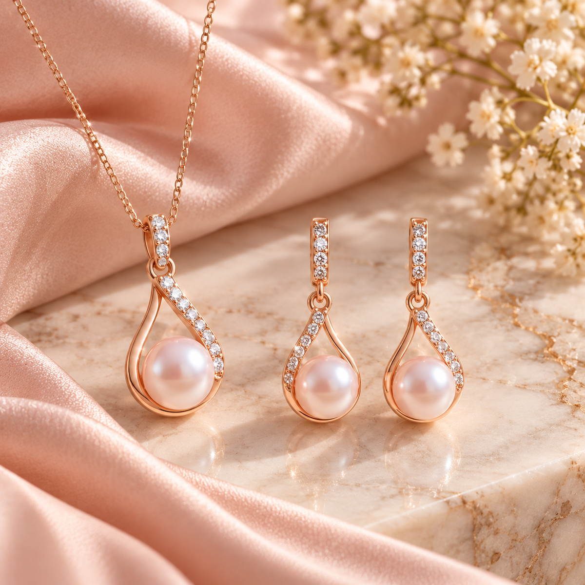 Zelumora Pearl Jewelry Set