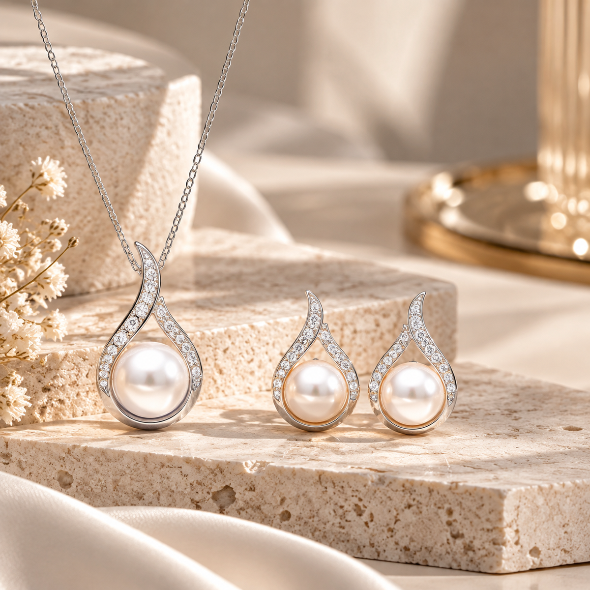 Zelumora Pearl Diamond Set