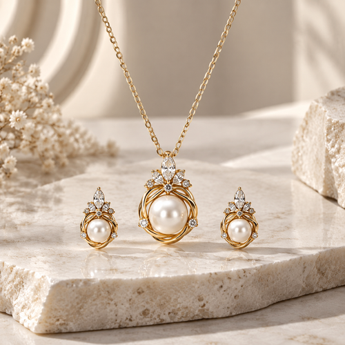 Zelumora Pearl Pendant Set