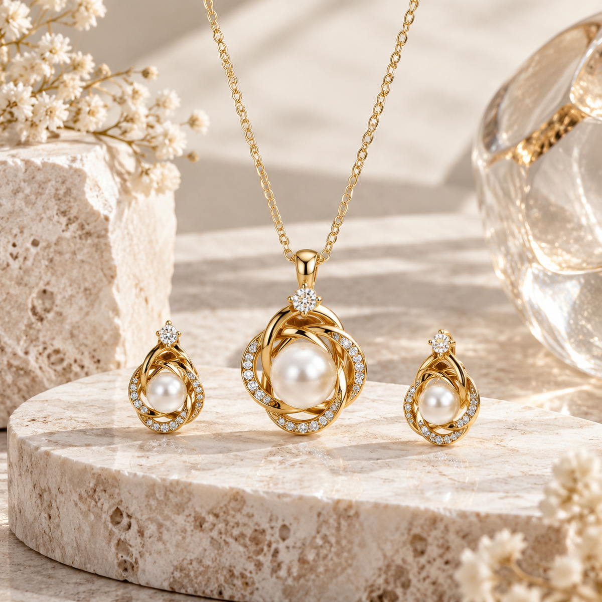 Zelumora Pearl Pendant Set