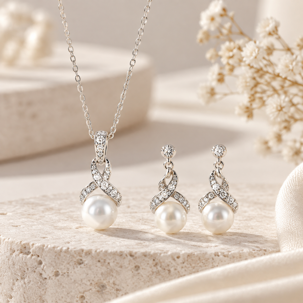 Zelumora Pearl Diamond Set