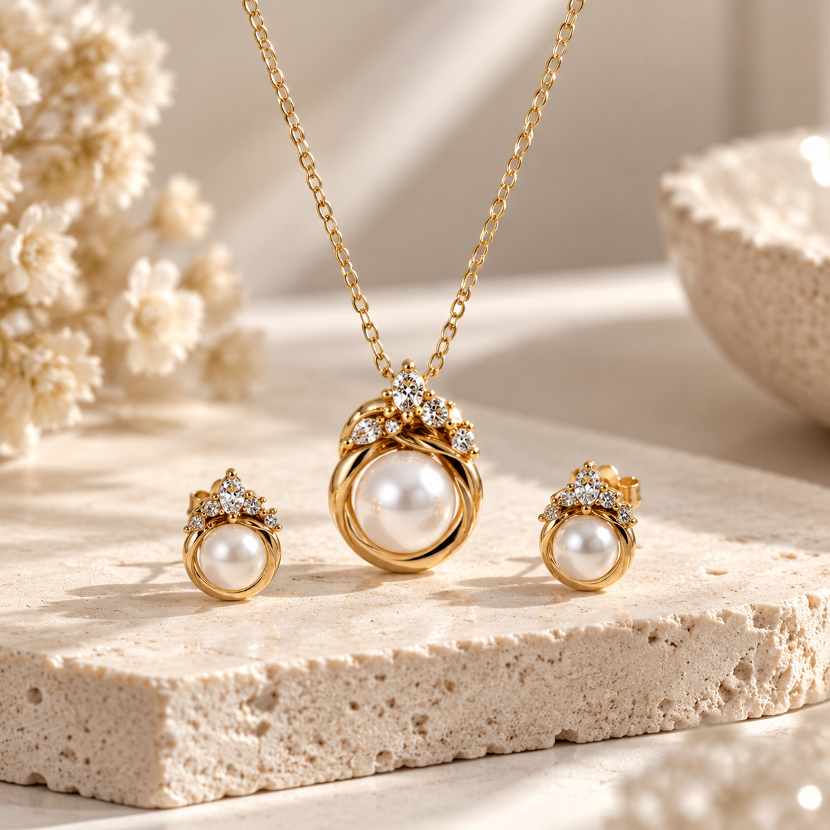 Zelumora Pearl Pendant Set