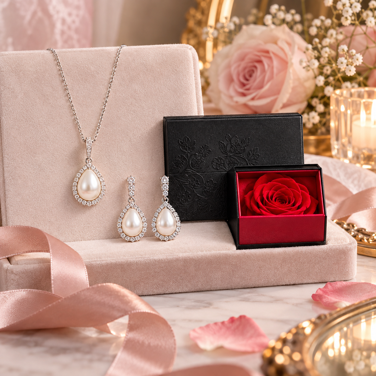 Zelumora Pearl Jewelry Set